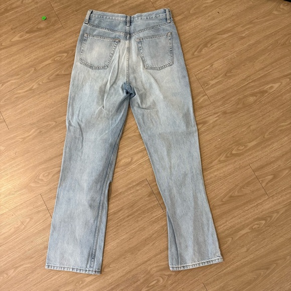 Women's Topshop Light Blue Distressed Ripped Knee High Waisted Jeans - Picture 2 of 5